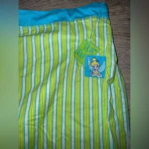 Tinker bell Disney VINTAGE 2005 Striped Pajama pants Embroidered tinkerbell LRG